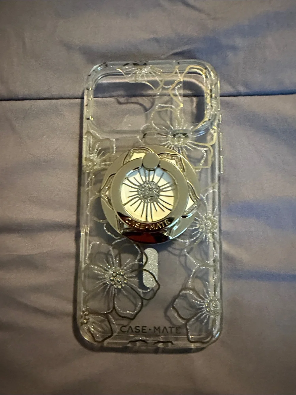 Case-mate Clear Glitter Floral Phone Case with Gold Ring 17 Pro Max NWOT